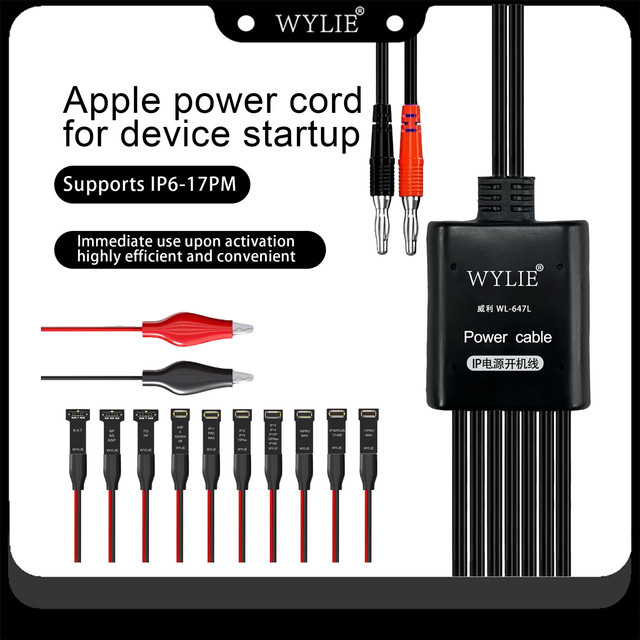 WYLIE WL-647L DC Netzteil Diagnose Stromkabel für iPhone 6 bis 17 Pro Max zur Motherboard Test und Reparatur - Bild 1