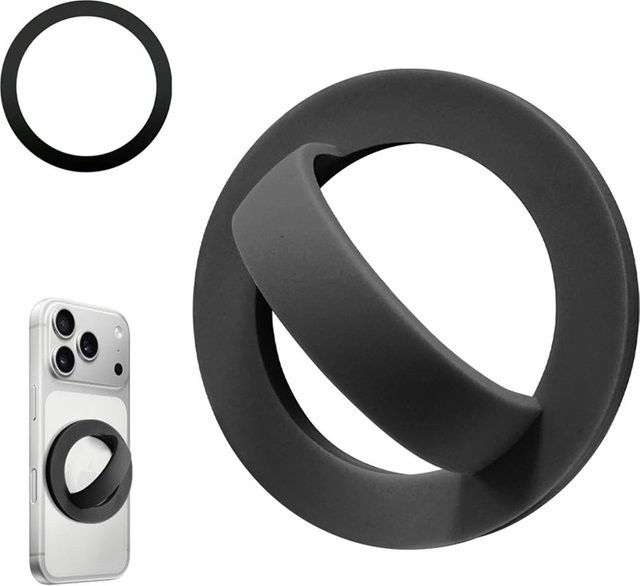 NMEGOU Magnetischer Fingerriemen-Telefonringhalter aus flüssigem Silikon für MagSafe iPhone 17 16, Farbe: Schwarz oder Lila - Bild 1