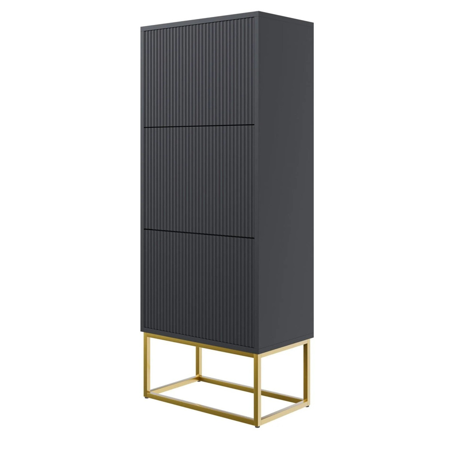 Selsey Schuhschrank Veldio mit Lamellen-Design in Schwarz und Gold, B/T/H: 50 x 30 x 125 cm - Bild 2
