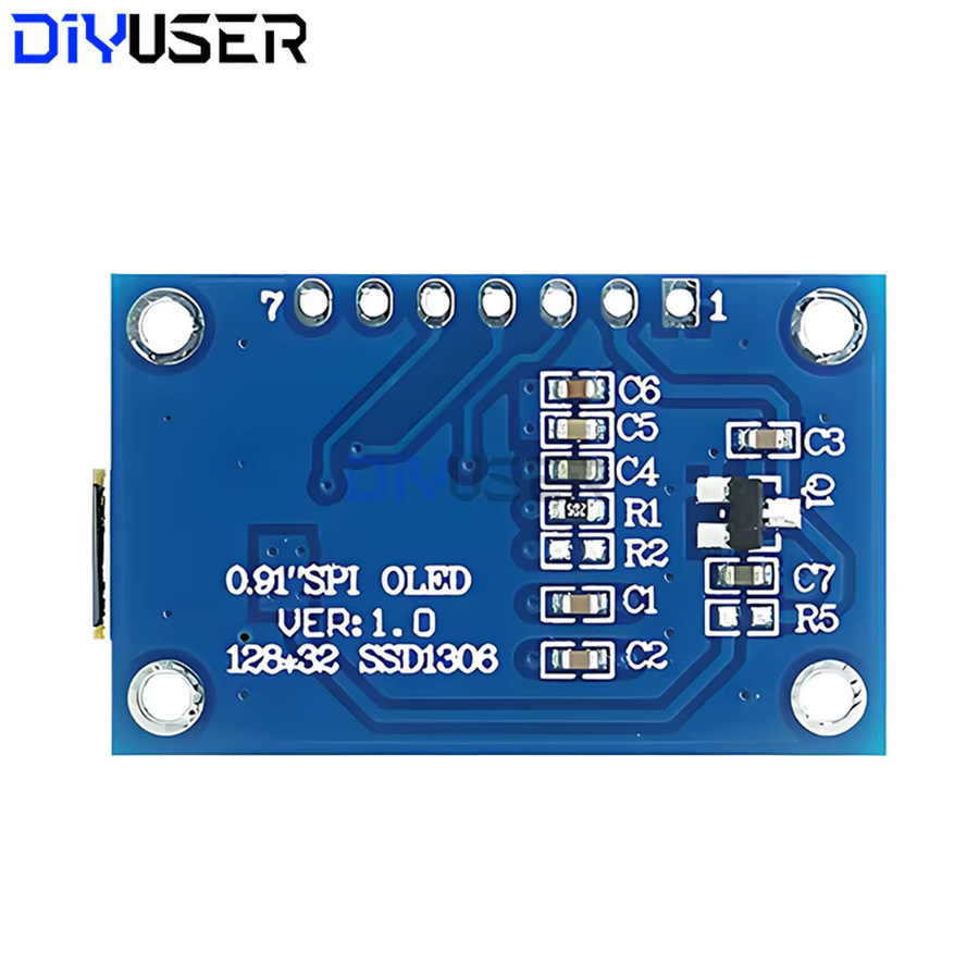 DIYUSER OLED-Displaymodul 0,91 Zoll mit 128x32 Auflösung SSD1306 SPI/I2C in Weiß und Blau für Raspberry Pi ESP32 ESP8266 - Bild 2