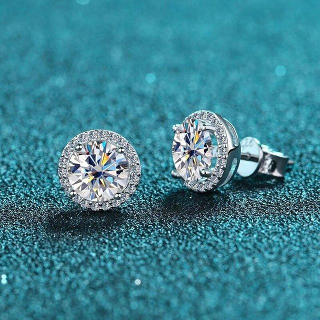 ANENJERY Ohrring, 925 Silber, Weißgold, Moissanit, Damen - Bild 1