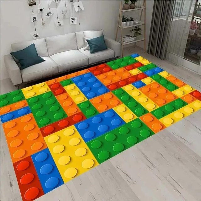 JGJG Bunte Geometrische Bausteine Fußmatte, Waschbar und Rutschfest, Mehrfarbig, B/B: 40 x 60 cm - Bild 1
