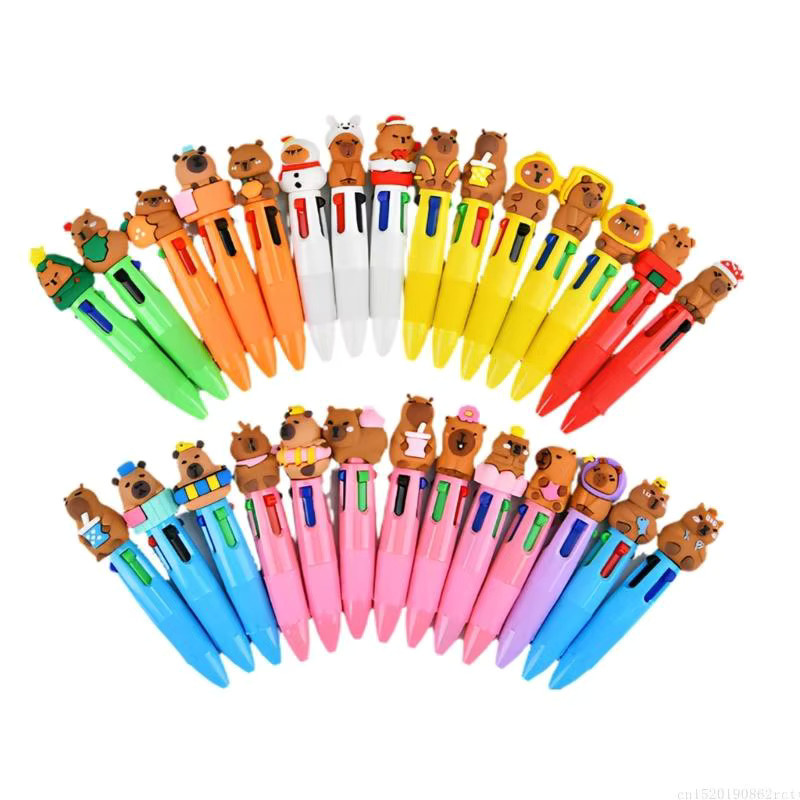 Set mit 4 farbigen Capybara Kugelschreibern für Kinder zum Schreiben und Zeichnen, mehrfarbig - Bild 2