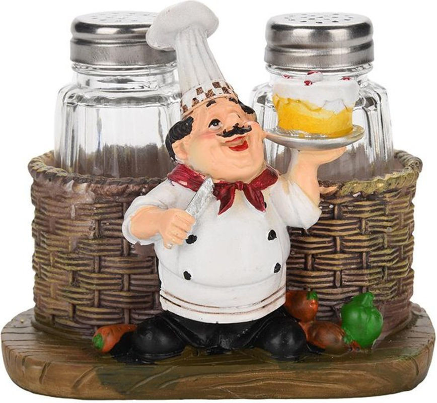 CosyHome Kochstatue als Salz- und Pfefferflaschenhalter aus Kunstharz in Mehrfarbig - Bild 1