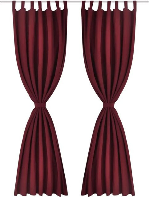 vidaXL Vorhänge aus Satin, 2-teiliges Set, Dunkelrot, semi-transparent, Breite: 140 cm, Höhe: 175 cm - Bild 1
