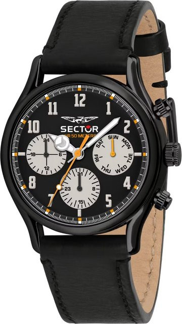 Sector Armbanduhr, Quarz, Edelstahl, Leder, Schwarz, 43 mm, Herren - Bild 1