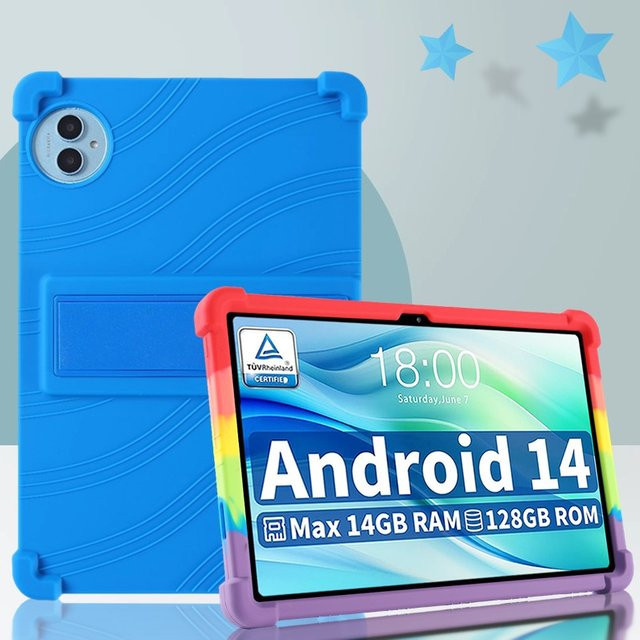 Stoßfeste Silikonhülle für Teclast P50T ArtPad Air P50Ai T50HD T50 Pro P50 2024 P50S mit verstellbarem Stand, Farben: Schwarz, Blau - Bild 1