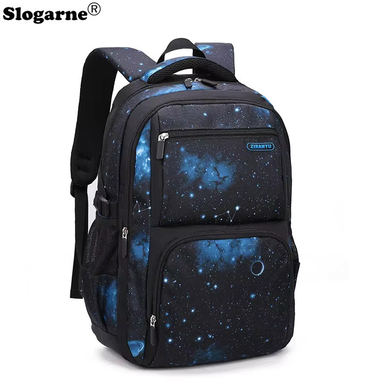 3er Set ZIRANYU Kinderrucksäcke mit Starry Sky Muster, wasserdichte Schultaschen für Jungen inklusive Lunchbox und Federmäppchen, Farbe: Blau - Bild 2