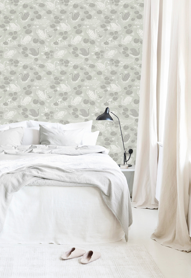 Littlephant Tapete Nobel Nymphs in Dusty Aqua mit floralem und botanischem Design aus Vlies - Bild 1