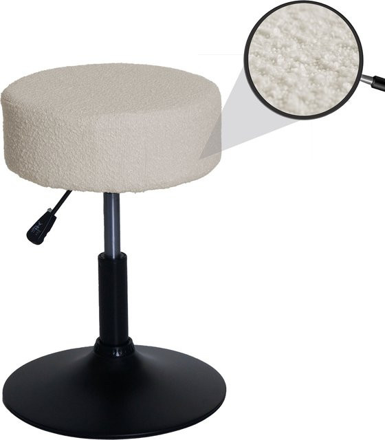 MCW Sitzhocker MCW-C22 höhenverstellbar und drehbar mit Bouclé-Stoffbezug in Creme-Weiß Durchmesser: 37 cm - Bild 1