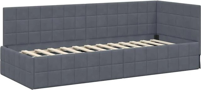 vidaXL Eckbettgestell mit Kopfteil in Dunkelgrau, B/T/H: 80 x 200 x 140 cm - Bild 1