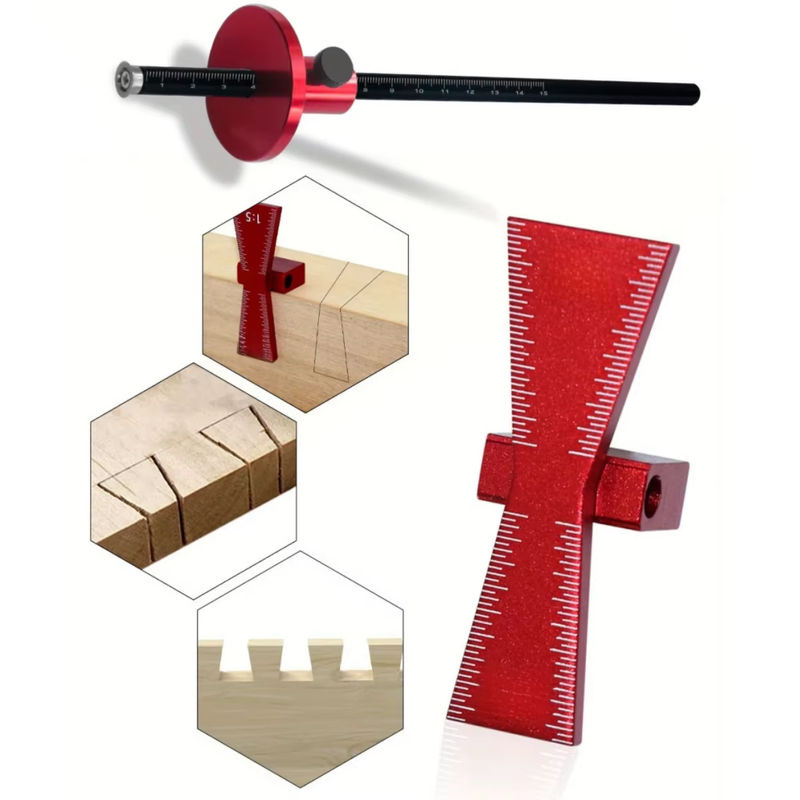 JIGHOLE Radmarkierungslehre aus Aluminiumlegierung in Rot für 1:5 und 1:8 mit Zoll und MM-Maßstab - Bild 6