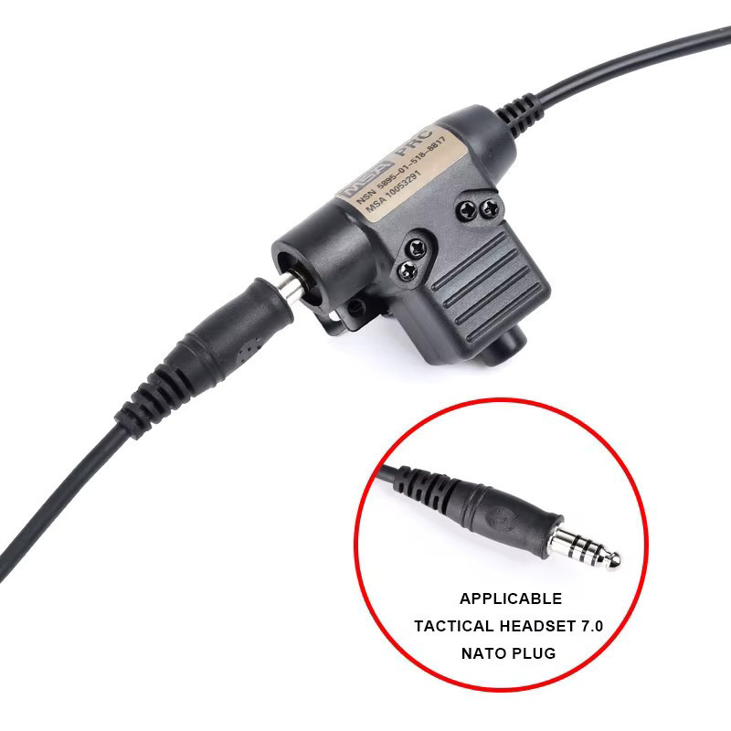 WADSN Militärischer Taktischer U94 PTT Headset Adapter mit 7,0 mm Stecker für COMTAC, Earmor, Baofeng, Kenwood und Motorola in Schwarz - Bild 3