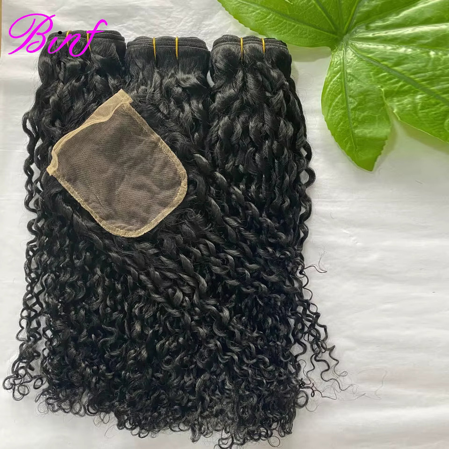 BINF Pixie Curly Bundles mit HD Lace Closure, Vietnamesisches Rohhaar - Bild 3