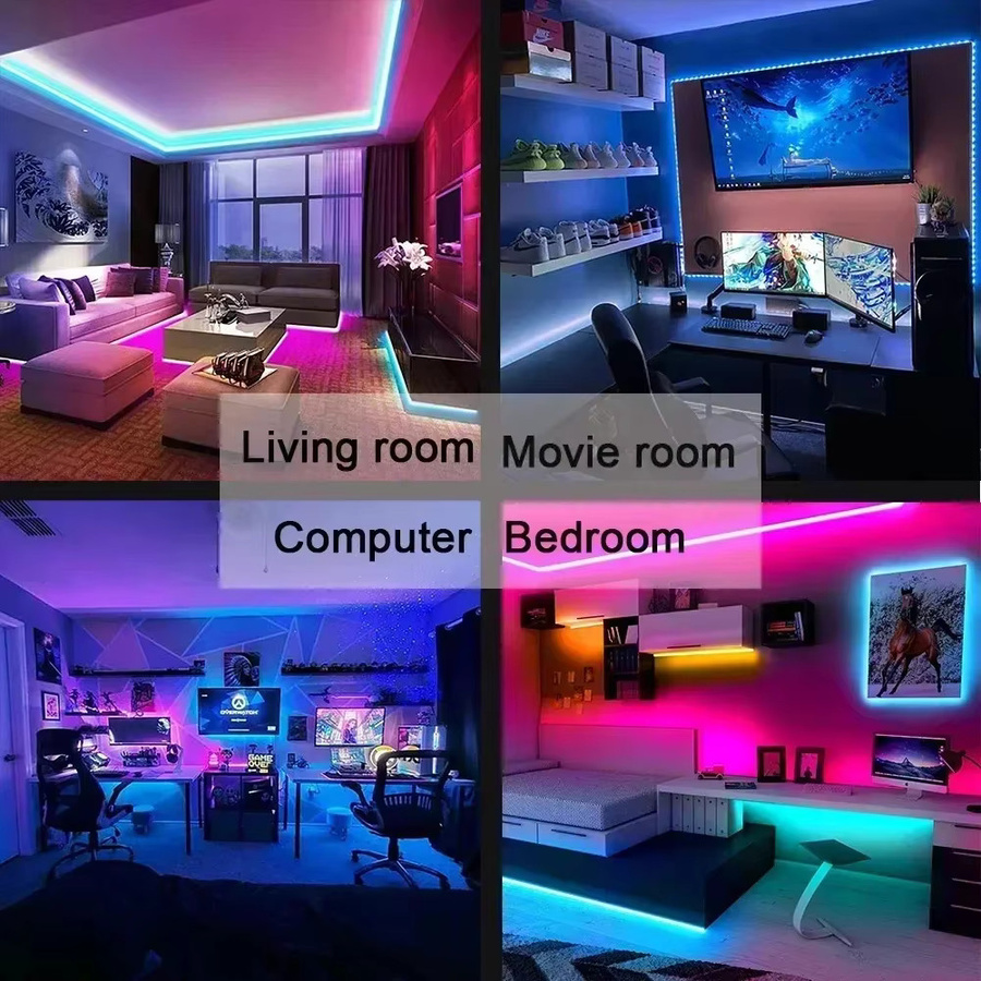 Saimili Bluetooth RGB LED-Streifen für TV-Hintergrundbeleuchtung, USB 5V, Multicolour, mit App- und Fernbedienung, flexibel und zuschneidbar - Bild 2