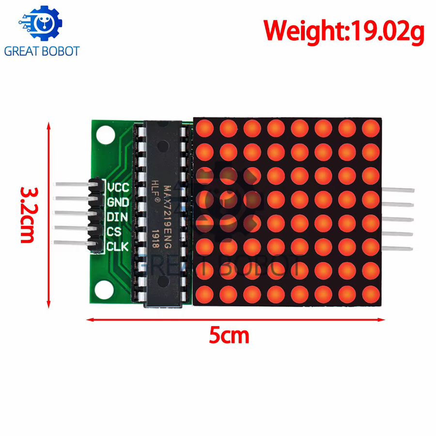 Baishundianzi BS 8x8 MAX7219 Dot LED Matrix Modul in Rot für Arduino mit 5-V-Schnittstelle und Kathodendesign - Bild 3