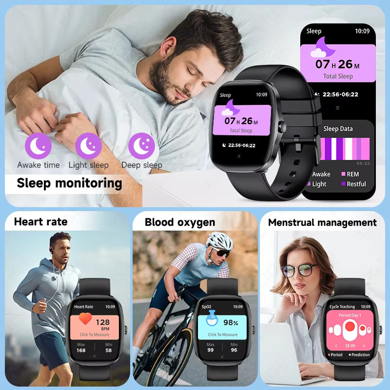 LIGE Smartwatch, Schwarz, Silikon, Unisex, wasserdicht - Bild 3