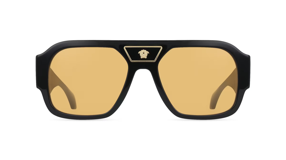 Versace VE4508U Sonnenbrille, Vollrand, Quadratisch, Acetat, Herren, Schwarz, Orange - Bild 1
