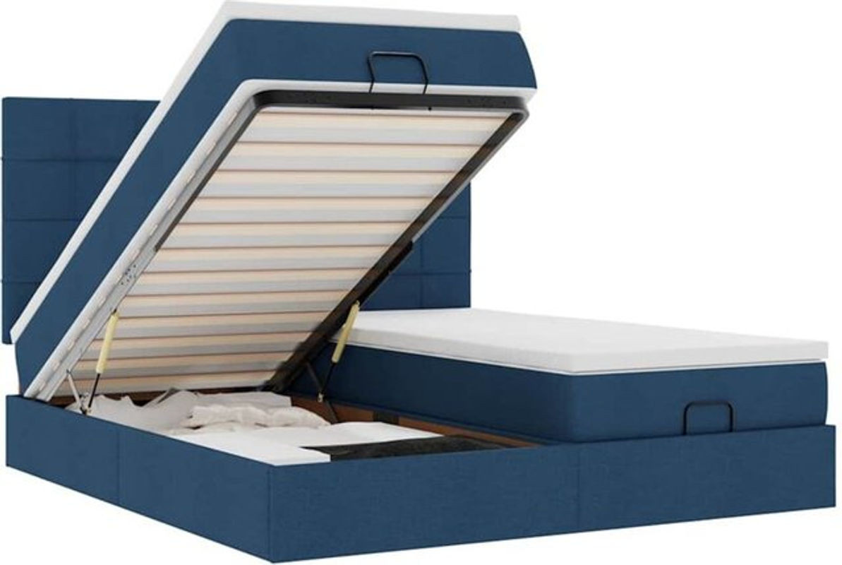 vidaxl Polsterbett Ottoman in Blau mit Matratze aus Stoff, B/T: 160 x 200 cm - Bild 1