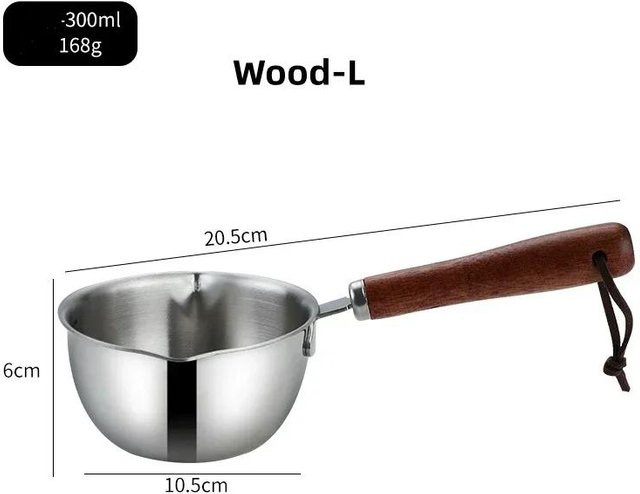 Mini-Milchtopf aus Edelstahl 304 mit Holzgriff von Bestbags in Silber - Bild 1