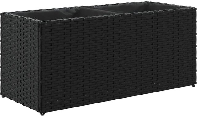 vidaXL Hochbeet mit 2 Fächern aus Poly Rattan und pulverbeschichtetem Stahl in Schwarz, B/T/H: 72 x 30 x 32 cm - Bild 1