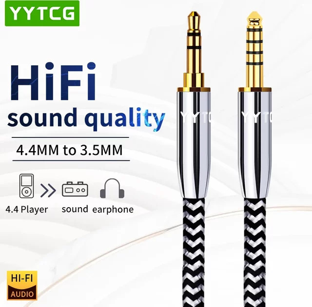 YYTCG HIFI-Audiokabel 4,4mm Balanced auf 3,5mm AUX OFC Stecker auf Stecker für Audio-Player, DAC, Verstärker und Kopfhörer - Bild 1