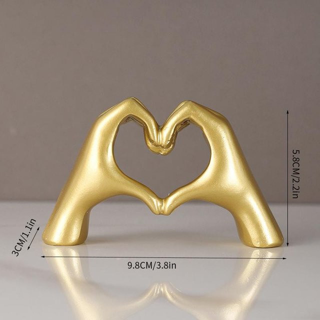 Cannm Herzfigur in Gold im nordischen Stil aus Harz für Hochzeit und Heimdekor - Bild 1