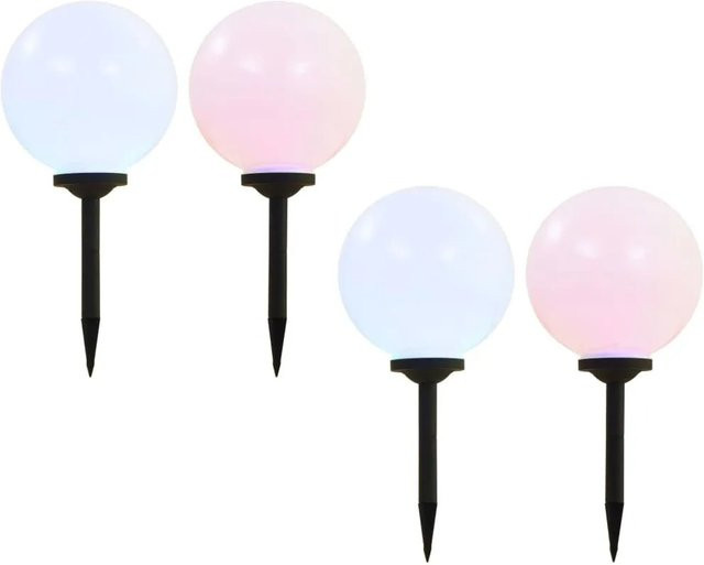 vidaXL Solar-Außenleuchten Set 4 Stück LED Kugel RGB Multicolour Durchmesser: 30 cm - Bild 1