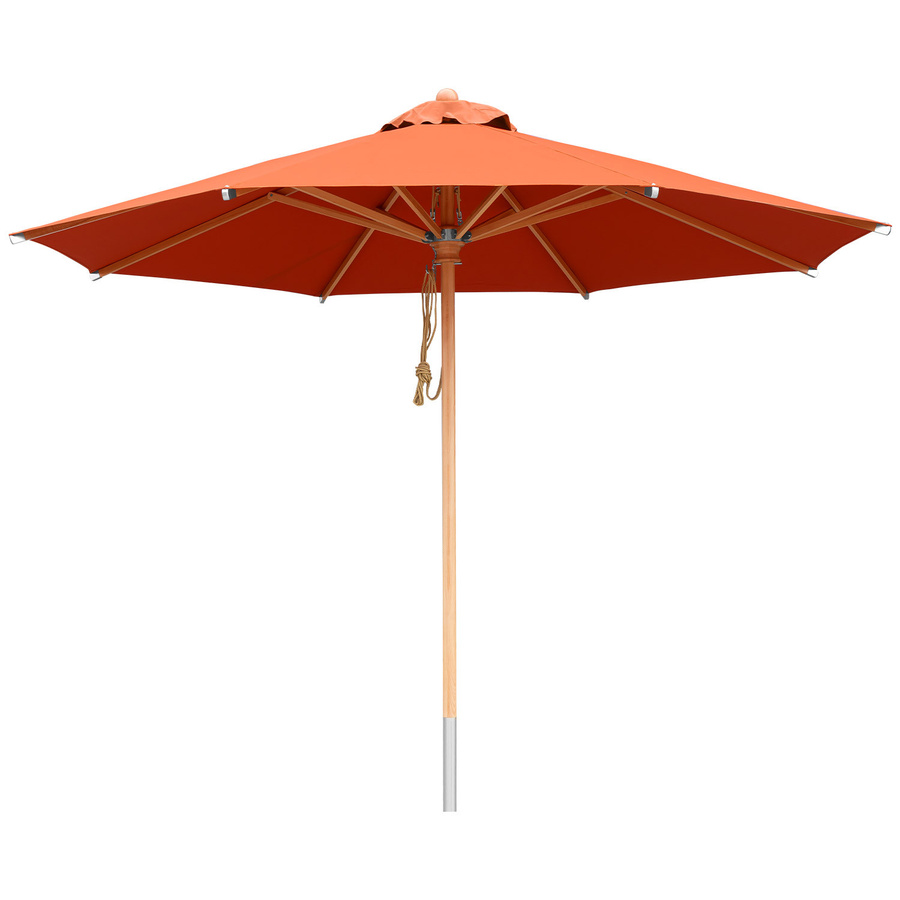 Anndora Sonnenschirm rund in Terracotta Rot mit Buche Holzgestell und UV-Schutz, Durchmesser: 350 cm - Bild 1