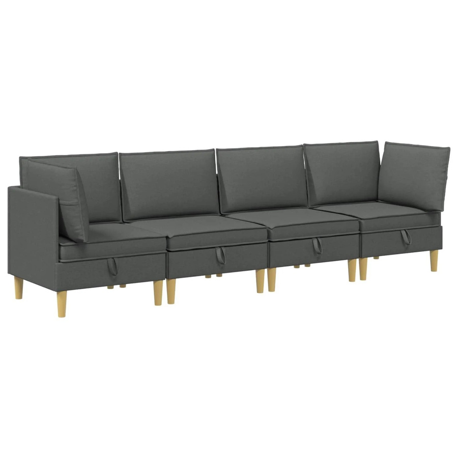vidaXL Wohnzimmergarnitur aus Stoff in Dunkelgrau mit Ecksofas, Mittelsofas und Kissen - Bild 2