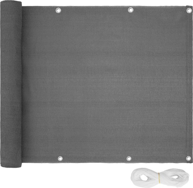 tectake Balkon-Sichtschutz Lorena Grau, witterungsbeständig und blickdicht, B: 500 cm, H: 90 cm - Bild 1