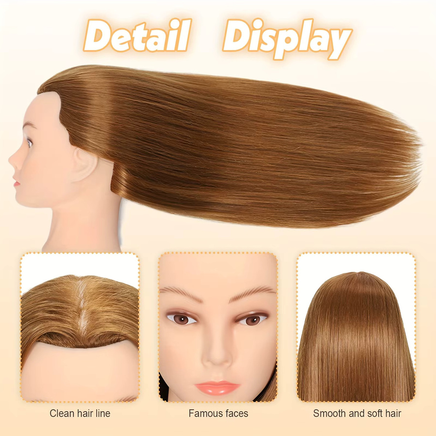 Schaufensterpuppenkopf aus 80 % Echthaar mit Ständer und Haarwerkzeugen, Unisex - Bild 3