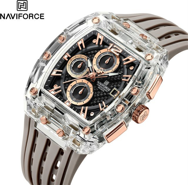 NAVIFORCE Chronograph, Quarz, Silikon, Schwarz, 5 ATM, Herren - Bild 1