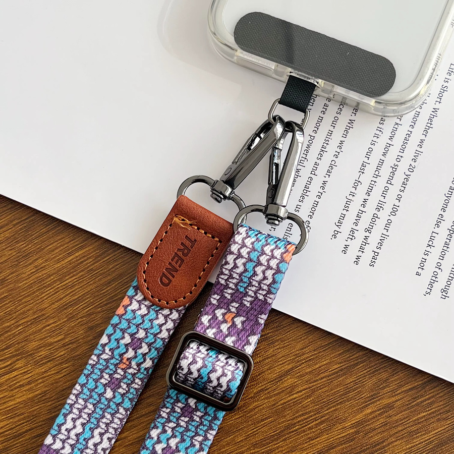 Universeller Handy-Clip mit Retro-Muster als Crossbody-Trageriemen und verstellbarem Halsriemen für dein iPhone in Multicolour - Bild 2