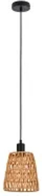 NETTLIFE Pendelleuchte aus Rattan und Metall in Schwarz und Braun, Boho Design, Höhe: 120 cm, Durchmesser: 18 cm - Bild 1