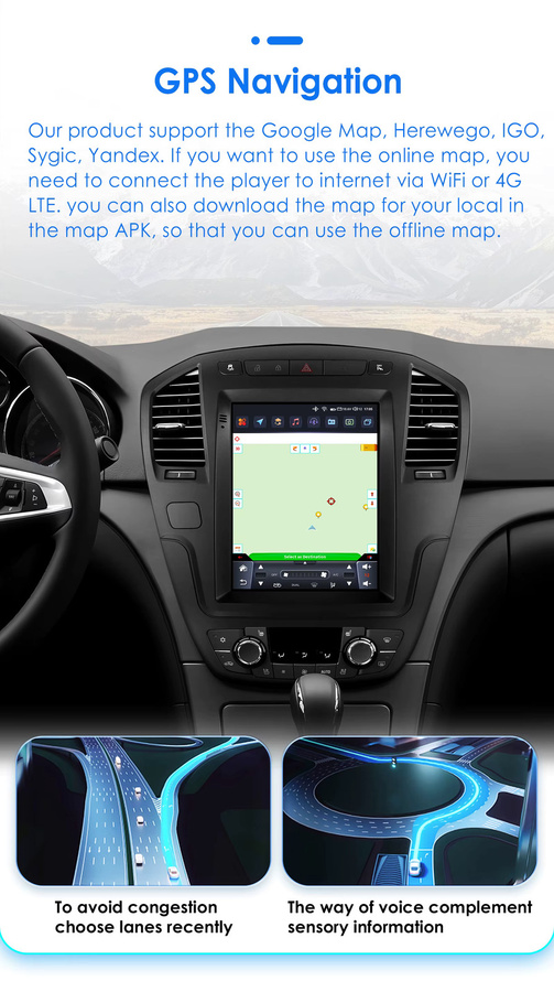 Hizpo Autoradio mit 9,7 Zoll Vertikalbildschirm für Opel Insignia und Buick Regal 2009 - 2013, Multimedia Stereo mit Carplay, GPS und WIFI in Schwarz - Bild 4