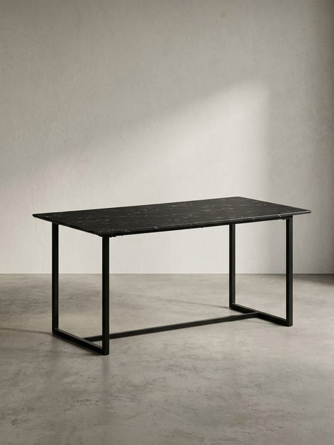 Moderner Esstisch von KADIMA DESIGN in Marmor-Look, schwarz, rechteckig, B/T/H: 200 x 90 x 76 cm - Bild 1