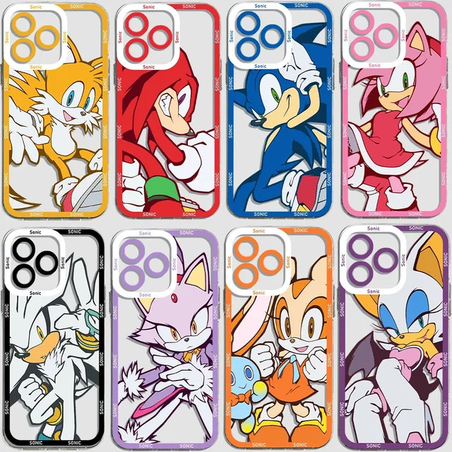 Niedliche Sonic Cartoon Handyhülle für Apple iPhone 11 bis iPhone 17 Pro Max mit weicher Rückseite in Multicolour - Bild 1