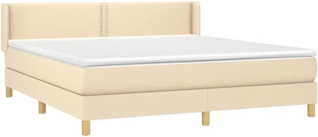 vidaXL Boxspringbett Hybrid mit Matratze und Taschenfederkern in Creme, B/T/H: 180 x 200 x 183 cm - Bild 1