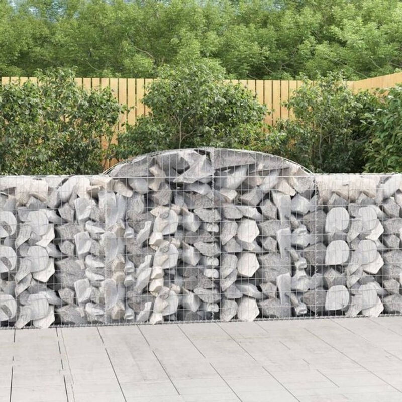 Vidaxl Gabionen mit Hochbogen Set aus verzinktem Eisen in Silber, 4 Stück, B/T/H: 300 x 50 x 100/120 cm - Bild 1