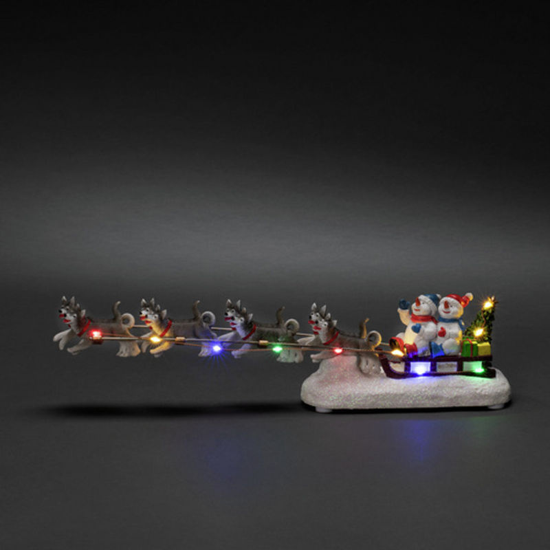 Konstsmide LED-Weihnachtsszenerie Schneemann mit Hundeschlitten, mehrfarbig, Höhe: 37.5 cm, Breite: 8.5 cm, Tiefe: 6.5 cm - Bild 3