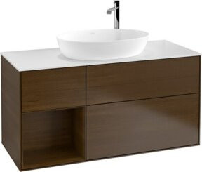 V&B Waschtischunterschrank Finion mit Wandbeleuchtung, Farbe: Weiß, Breite: 120 cm, Tiefe: 50,1 cm - Bild 1