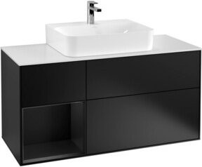 V&B Waschtischunterschrank Finion mit Wandbeleuchtung in Blau lackiert, B/T/H: 120 x 50,1 x 50,1 cm - Bild 1
