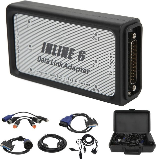 Fishine INLINE 6 Datenlink-Adapter-Kit für Cummins-Motoren J1939, OBD2-Schwerlast-Diagnose-Scanner, Grau/Schwarz - Bild 1