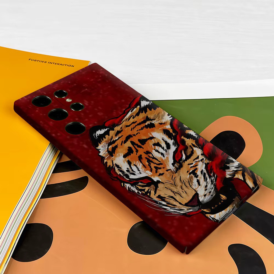 Aurbe Handyhülle für Samsung Galaxy S26 S25 S24 S23 Ultra Plus mit HD Hard Red Tiger Fury Doppelschicht-Schutz in Rot - Bild 3