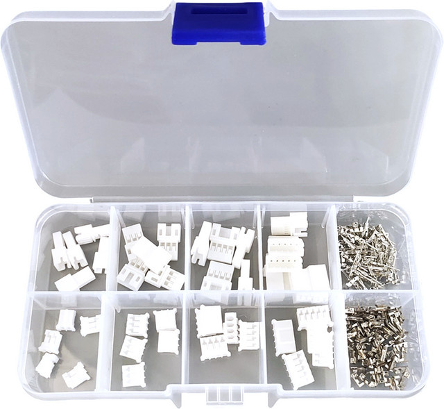 180 Stück PH2.0 JST Stecker Set Männlich und Weiblich mit 2p bis 5p Pin für Batterie und Ladekabel in Weiß - Bild 1