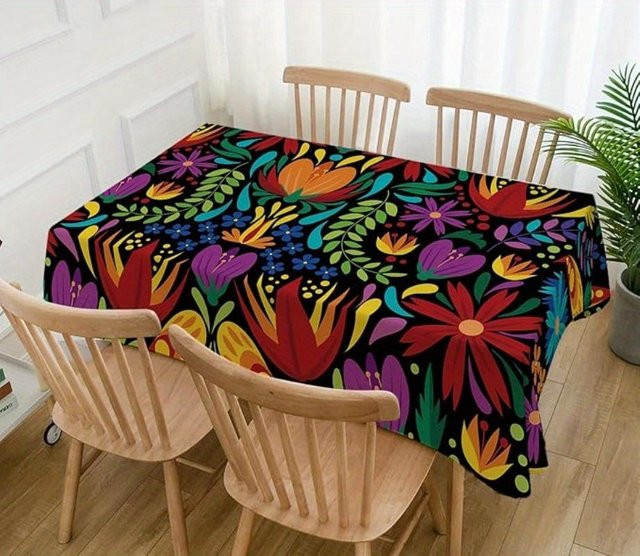 Wasserdichte rechteckige Tischdecke Beau Maison im mexikanischen Design für den Tag der Toten, Mehrfarbig, B: 100 cm, L: 160 cm - Bild 1