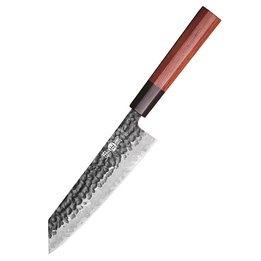 YIZEMA Bunka Kochmesser aus Damaszener Stahl mit Holzgriff, 15,24 cm Japanisches Profi-Küchenmesser für Fleisch und Gemüse - Bild 6
