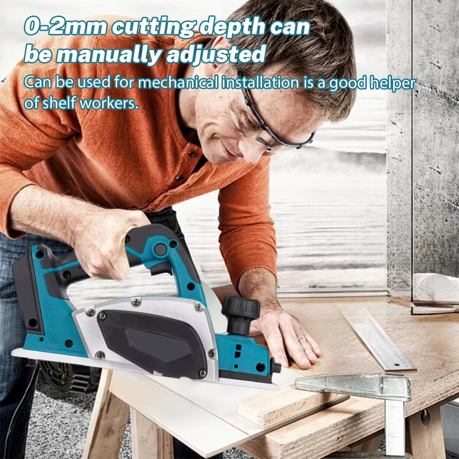 Makita Bürstenloser elektrischer Hand-Holzhobel Kabellose Hobelmaschine in Blau für 18 V Akku mit 15000 U/min - Bild 2