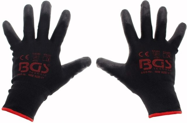BGS Mechaniker-Handschuhe 9956 in Schwarz, Größe 11 (XXL), PU-beschichtet nach EN 388 - Bild 2